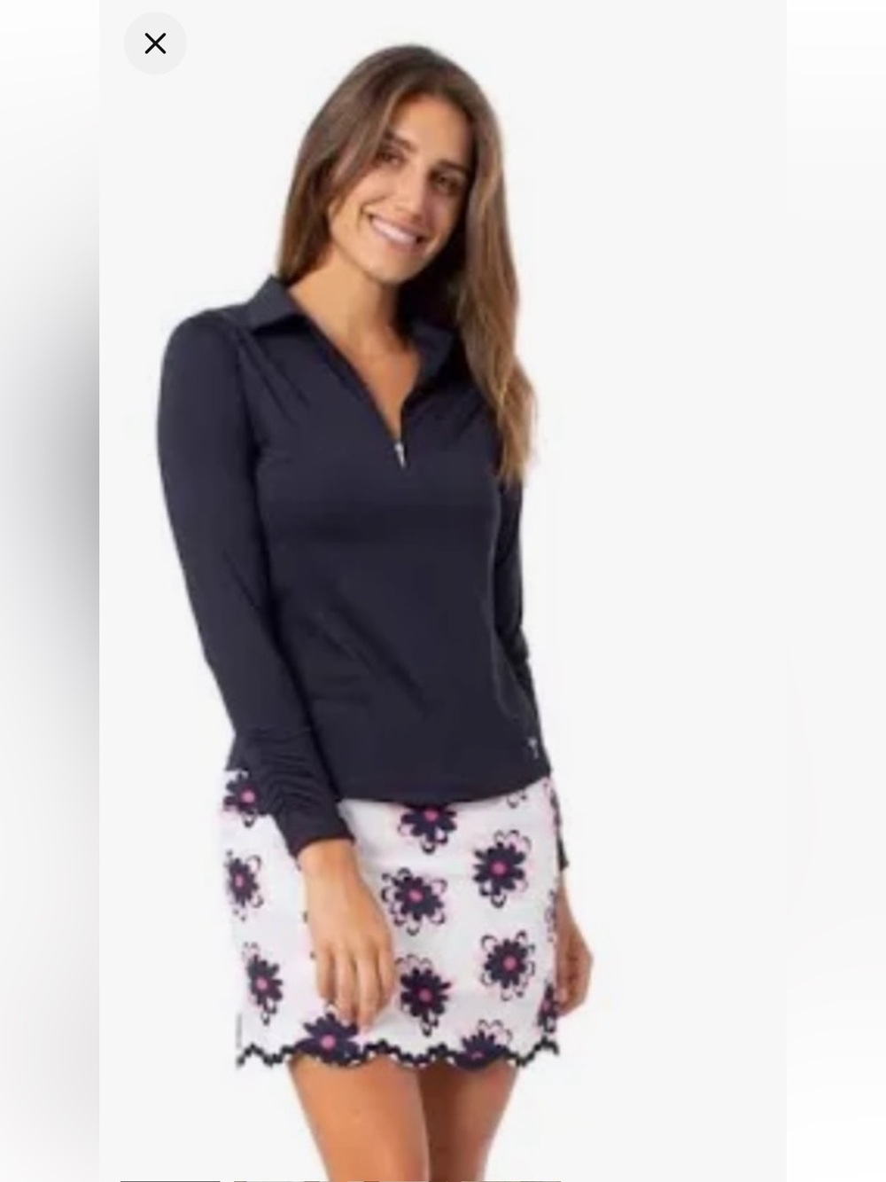 Golftini White Floral Scalloped Stretch Cotton Skort in Snow Cone print - size 4